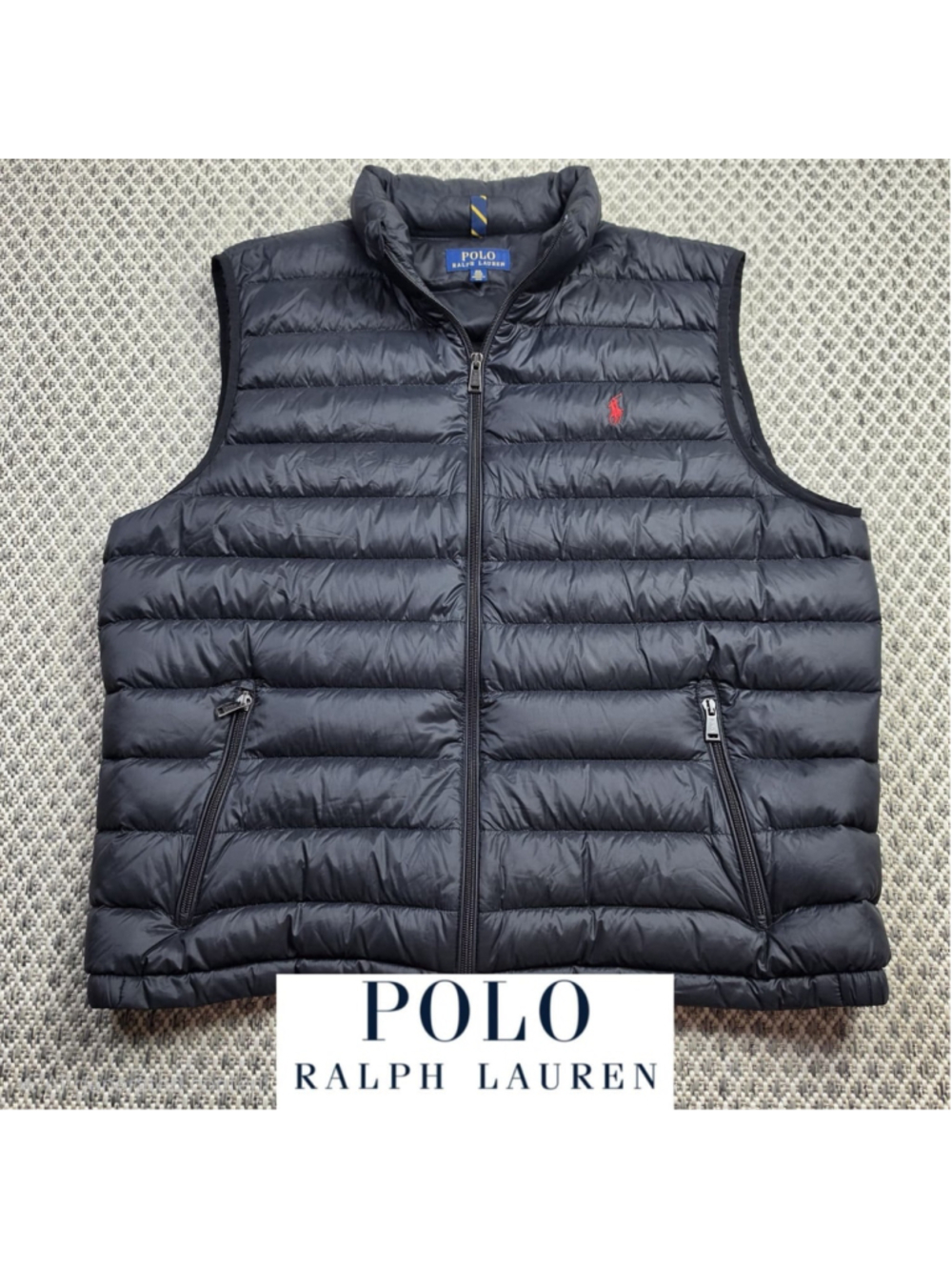 Polo Ralph Lauren Mens XXL Black Packable Down Puffer Vest Red Pony Full Zip